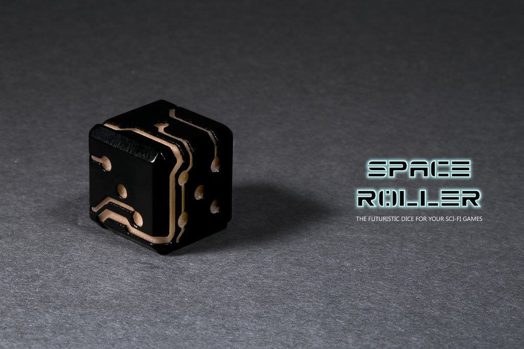 Space Roller Dice - Orange Glow Black Finish Space Roller Dice