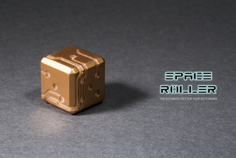 Space Roller Dice - Orange Glow Bronze Finish Space Roller Dice