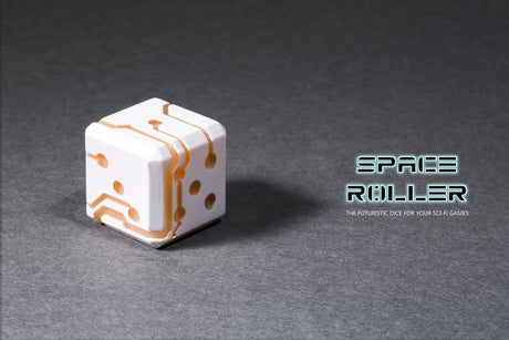 Space Roller Dice - Orange Glow White Finish Space Roller Dice