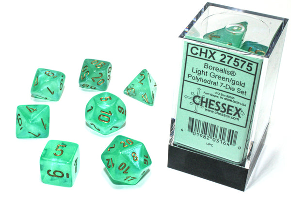 Chessex - 7-Dice Set - Borealis - Light Green / Gold ( Polyhedral )