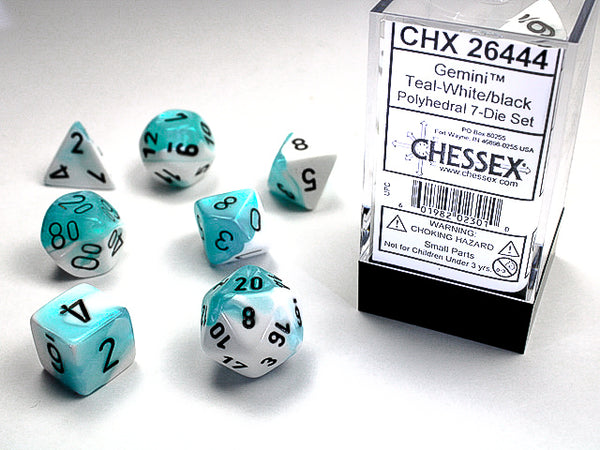 Chessex - 7-Dice Set - Gemini - Teal-White/Black