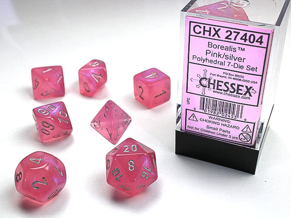 Chessex - 7-Dice Set - Borealis - Pink/Silver
