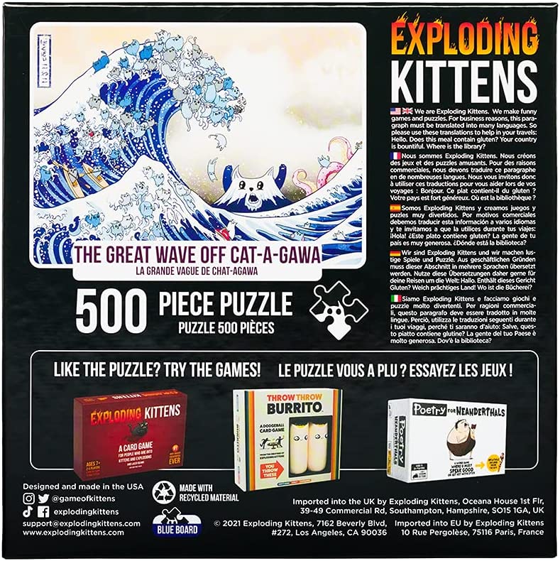 Puzzle - Exploding Kittens - Great Wave Off Catagawa (500 Pieces)