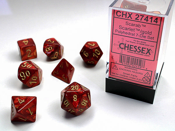 Chessex - 7-Dice Set - Scarab - Scarlet/Gold
