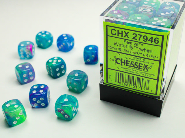 Chessex - 36D6 - Festive - WaterLily/White