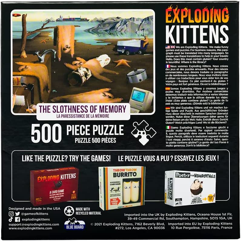Puzzle - Exploding Kittens - The Slothness of Memory (500 Pieces)