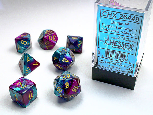 Chessex - 7-Dice Set - Gemini - Purple-Teal/Gold