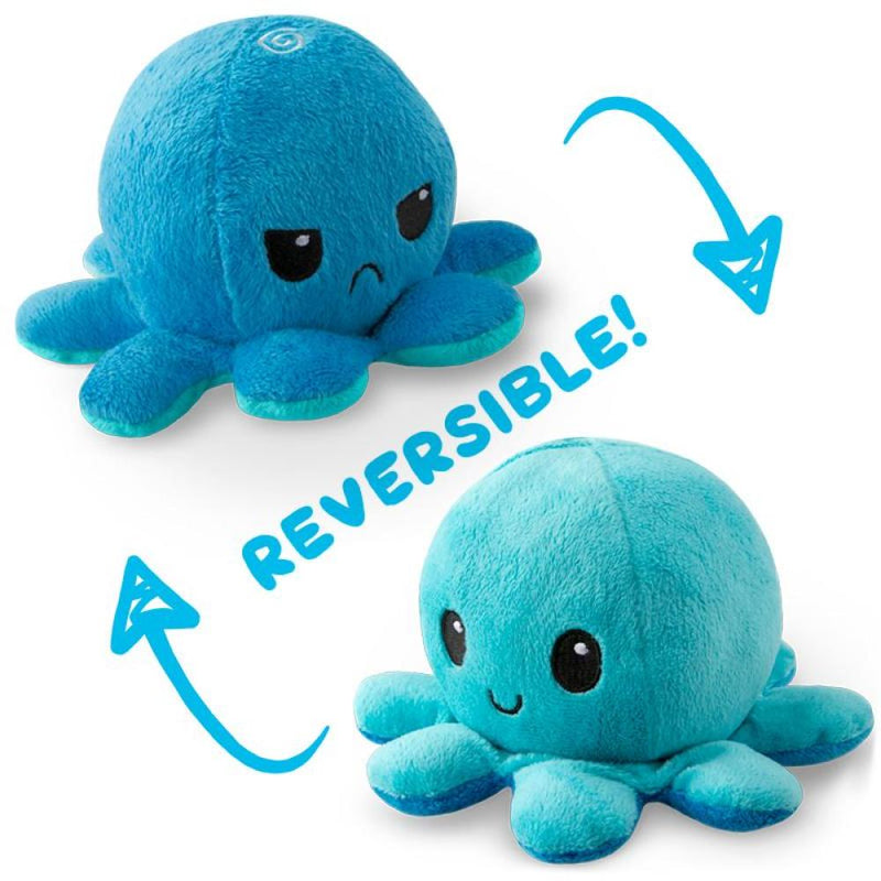 Reversible Octopus Mini Plush (Happy Light Blue+Angry Blue)