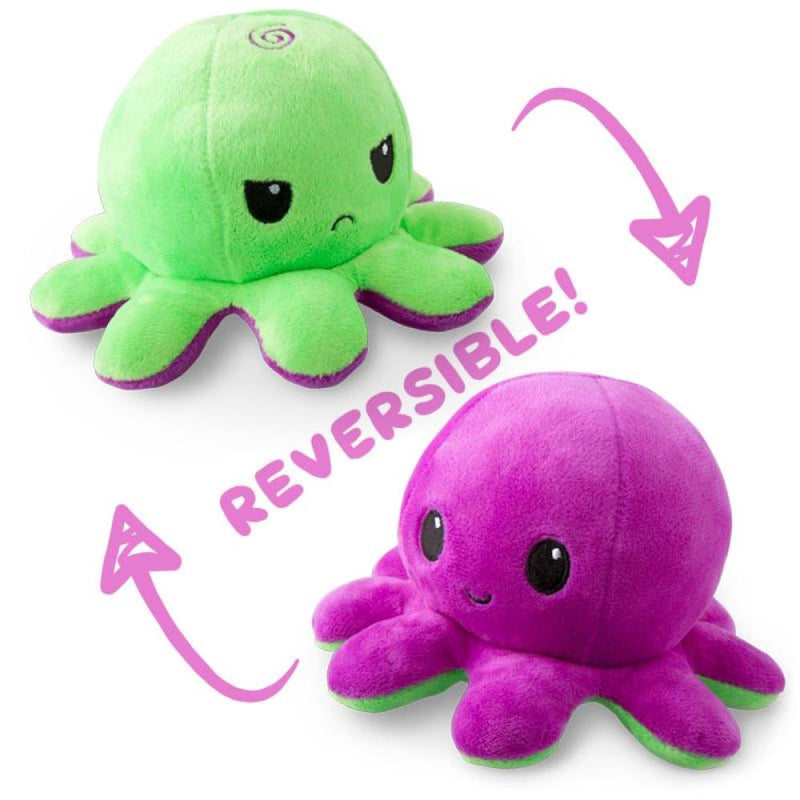 Reversible Octopus Mini Plushie (Happy Purple+Angry Green)