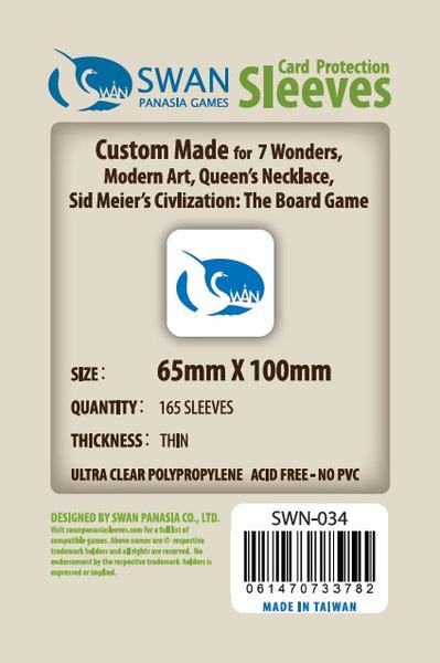 SWAN Sleeves - Card Sleeves (65 x 100 mm) - 165 Pack, Thin Sleeves - 7 Wonders
