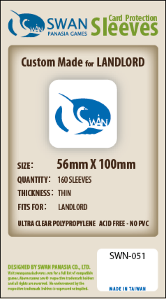 SWAN Sleeves - Card Sleeves (56 x 100mm) - 160 Pack, Thin Sleeves - Landlord