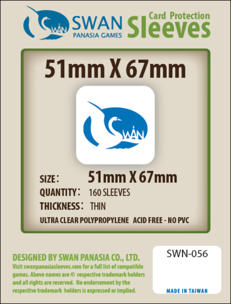 SWAN Sleeves - Card Sleeves (51 x 67 mm) - 160 Pack, Thin Sleeves