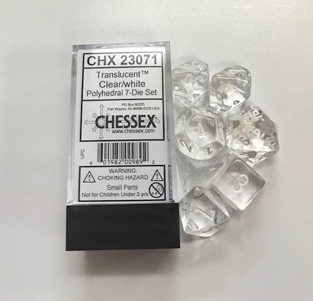 Chessex - 7 Piece - Translucent - Clear/White